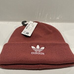 NWT Adidas Trace Maroon Purple Beanie with fold up rim and Adidas on the front.